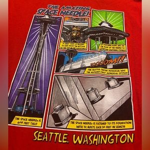 NWOT Space Needle Seattle, Washington red graphic kids t-shirt L (14-16)